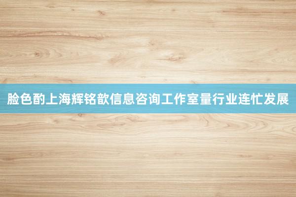 脸色酌上海辉铭歆信息咨询工作室量行业连忙发展